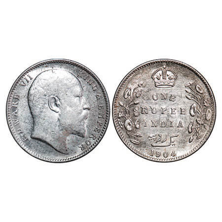 Edward VII, Silver, Rupee, 1904, Bombay Mint, ‘B’ incused and dot, Five Diamonds and botto