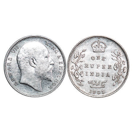 Edward VII, Silver, Rupee, 1905, Bombay Mint, ‘B’ incused and dot, Top stroke of numeral 5