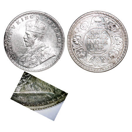 George V, Silver, Rupee, 1913, Calcutta Mint, No dot, Raised initials ‘B M’ (Bertram MacKe