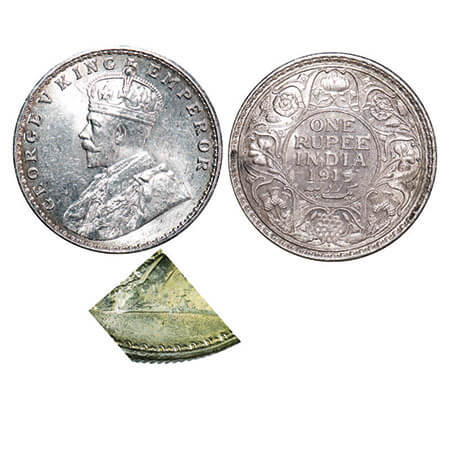 George V, Silver, Rupee, 1919, Bombay Mint, Dot, Raised initials ‘B M’ (Bertram MacKennal)