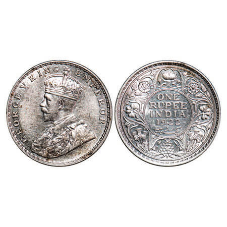 George V, Silver, Rupee, 1922, Bombay Mint, Dot. F. Prid 228. GK 1044. Uncirculated. Very 