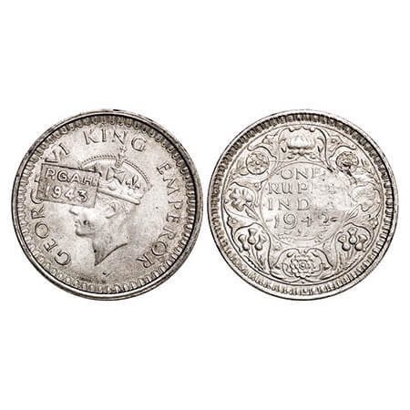 George VI, Silver, Rupee, 1942, Bombay Mint, B(a)/II, Diamond mint mark, Security edge, Sh