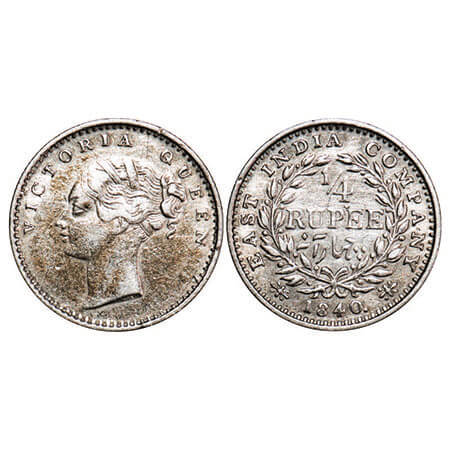 Victoria Queen, Silver, 1/4 Rupee, 1840, CL, Madras Mint, A(a)/I, Normal ‘S’, ‘S’ incused 