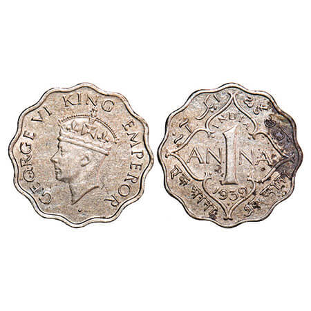 George VI, Copper-Nickel, 1 Anna, 1939, Bombay Mint, Head Type II, Dot. F. Prid Unlisted.