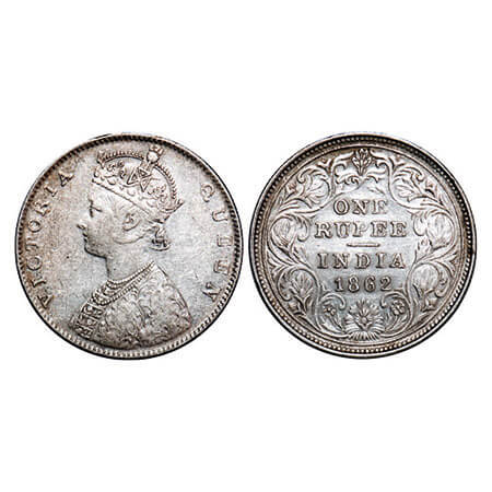 Victoria Queen, Silver, Rupee, 1862, Bombay Mint, D/II/0/0. F. Prid 59. GK 276. Very Fine.