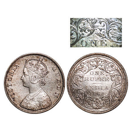 Victoria Queen, Silver, Rupee, 1862, Bombay Mint, B/II/1/0, The dot above ‘N’ of One is ob