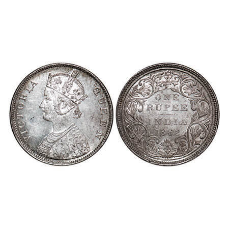 Victoria Queen, Silver, Rupee, 1862, Bombay Mint, B/II/2/0, Die crack on Obv, Ghost on Obv