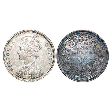 Victoria Queen, Silver, Rupee, 1862, Bombay Mint, A/II/0/4, w/o initial ‘J’. F. Prid 79. G