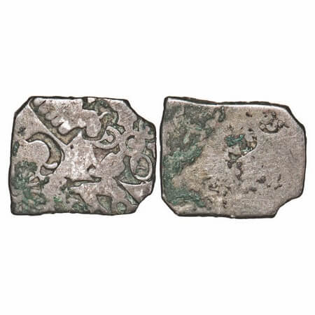 Nanda Empire, Punch Marked, (c. 4 Cen BC), Silver Karshapana, 3.22g, 15.12x18.59mm, Obv: P