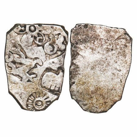 Nanda Empire, Punch Marked, (c. 4 Cen BC), Silver Karshapana, 3.39g, 22.09x15.55mm, Obv: P