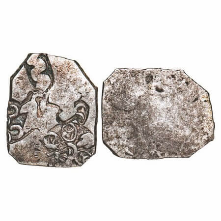 Nanda Empire, Punch Marked, (c. 4 Cen BC), Silver Karshapana, 3.44g, 20.16x16.35mm, Obv: P