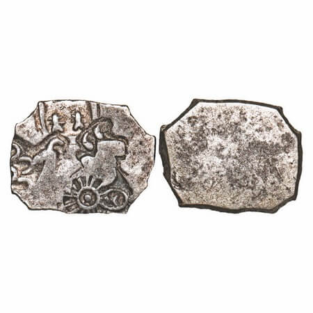 Nanda Empire, Punch Marked, (c. 4 Cen BC), Silver Karshapana, 3.49g, 14.48x18.21mm, Obv: P