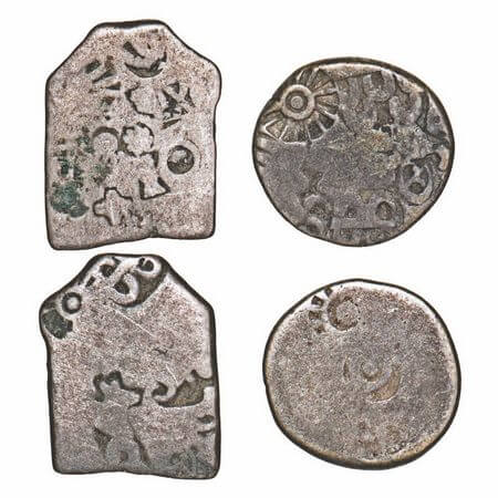 Nanda Empire, Punch Marked, (c. 4 Cen BC), (2 coins), Silver Karshapana, 3.01g, 3.39g, 18.