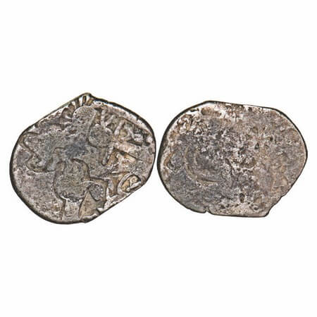 Nanda Empire, Punch Marked, (c. 4 Cen BC), Silver Karshapana, 3.22g, 14.62x19.17mm, Obv: P