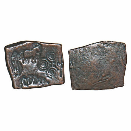 Eran region, Punch Marked, (c. 2-1 Cen BC), Copper unit, 4.21g, 19.55x23.23 mm, Obv: Punch