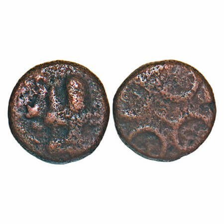 Ujjain, (2-1 Cen BC), Copper unit, 2.29g, 11.99x11.79mm, Obv: Seated deity (Lakulisa?) wit