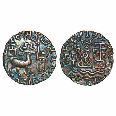 Kunindas, Tribal Republic, Amoghabhuti, (c. 2-1 Cen BC), Silver Dramma, 2.35g, 17.24x17.03