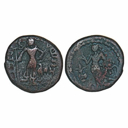 Yaudheyas, Tribal Republic, (1 Cen AD), Copper unit, 9.77g, 23.77x24.29 mm, Obv: Standing 