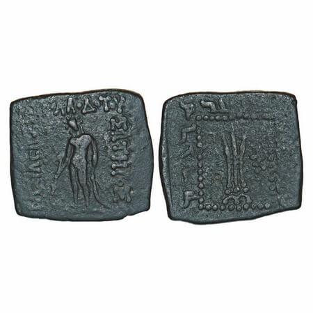 Indo-Greek, Apollodotus I, (c. 174-165 BC), Copper unit, 8.84g, 22.10x23.84mm, Obv: Apollo