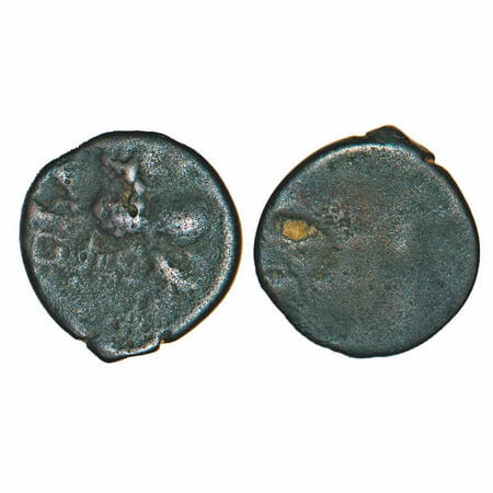 Satavahanas, Junnar type, (1 Cen BC), Potin unit, 1.33g, 13.51x14.10mm, Obv: Maned lion to