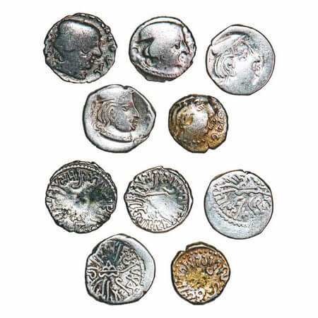 Western Kshatrapas, Silver Drachma (5 Coins), A set of three different rulers, Kardamaka F