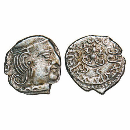 Guptas, Chandragupta II, (375-414 AD), 1.75g, 15.82x14.84mm, Silver Dramma, Obv: Bust of k