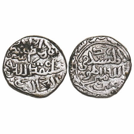 Delhi Sultan, Billon, 9.09g, Muhammad bin Tughluq (AH 725-752 / 1325-1351 AD), Obv: al mus