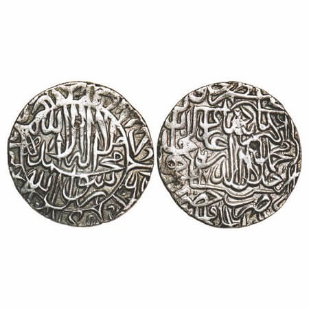 Akbar, Silver Rupee, 11.32g, Hazrat Delhi Mint, AH 976, fine calligraphy on both side. KM 
