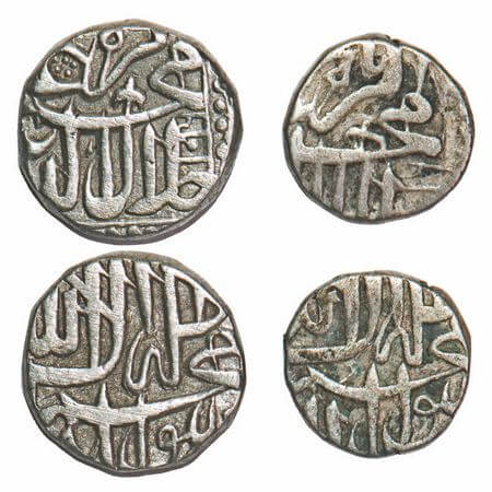 Akbar, Silver Mahmudi and ½ Mahmudi (2 Coins), 5.51, 2.65g, provincial issue struck by Raj