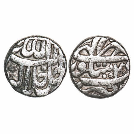 Akbar, Silver Rupee, 11.28g, Sitpur Mint, Ilahi type, Month Mihir, Ilahi 4(8). KM 94.4. Ve