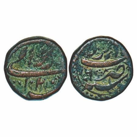 Jahangir, Copper Dam, 18.82g, Agra Mint, Rawani type, Obv: Rawani Sanah AH 1020, Rev: Zarb