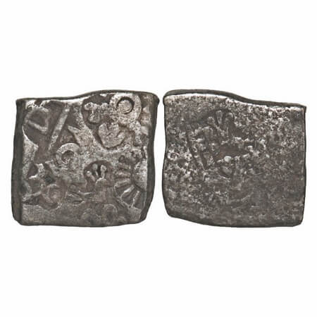 Mauryan Empire, Punch Marked, (c. 4-3 Cen BC), Silver Karshapana, 2.78g, 13.40x14.09mm, Ob