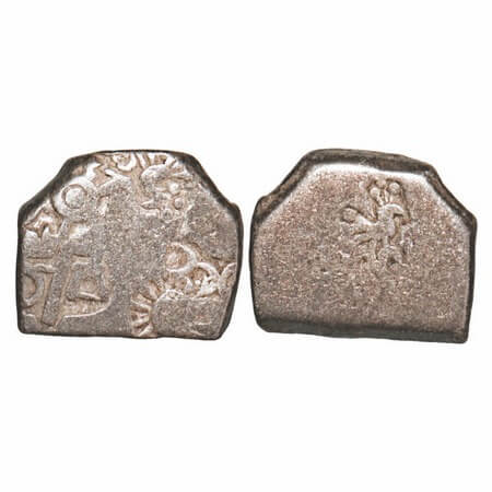 Mauryan Empire, Punch Marked, (c. 4-3 Cen BC), Silver Karshapana, 3.28g, 12.31x14.60mm, Ob