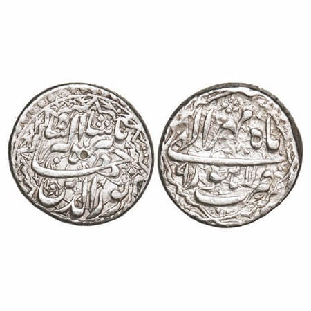 Jahangir, Silver Rupee, 11.35g, Lahore Mint, Ilahi Type, Month 'Mihr' Year 9. with ornamen