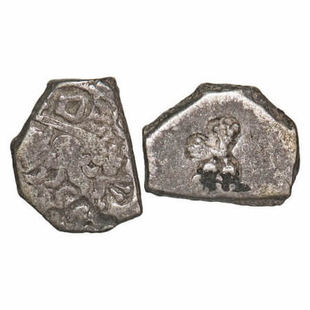 Mauryan Empire, Punch Marked, (c. 4-3 Cen BC), Silver Karshapana, 3.40g, 15.63x12.08mm, Ob