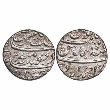 Aurangzeb, Silver Rupee, 11.49g, Ahmadabad Mint, AH 1083/15 RY, complete mint name on rev 