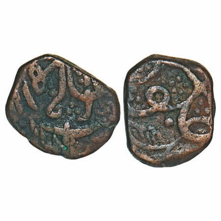Shah Alam Bahadur, Copper Falus, 12.12g, (Parenda) Mint, legends differently arranged. KM 