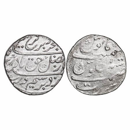 Farrukhsiyar, Silver Rupee, 11.53g, Surat Mint. AH 1128/5 RY, KM 377.59. broad flan, Very 