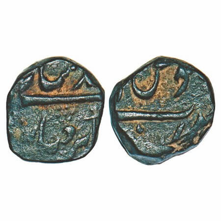 Muhammad Shah (AH 1131-1161, 1719-1748 AD), Copper ½ Paisa, 6.83g, Junagarh Mint, struck u