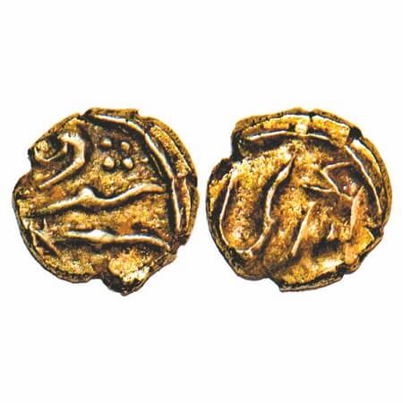 Alamgir II, Gold Fanam, 0.37g, Kolar Mint, Obv: alamgir sani, Rev: zarb kolar, Unlisted. A