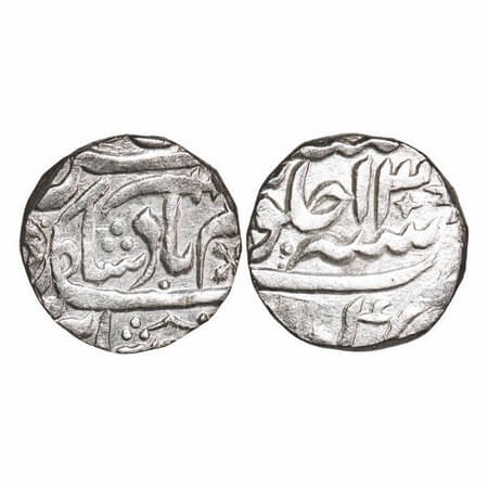 Shah Alam II, Silver Rupee, 10.96g, Kora Mint, 13 RY, horizontal sword on obv., issued und