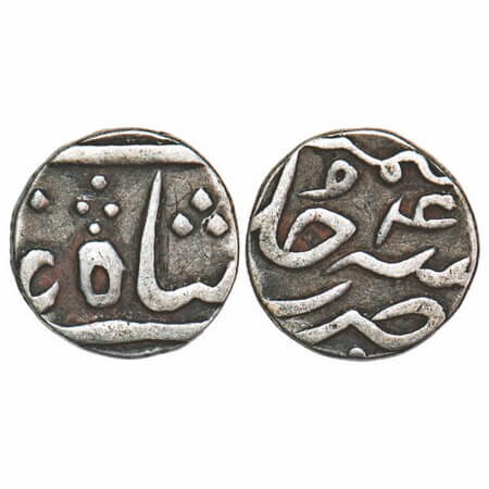 Shah Alam II, Silver ½ Rupee, 5.68g, Surat Mint, 4 RY. KM 723 unlisted date, Very Fine, Ve