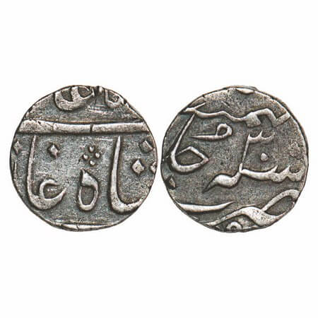 Shah Alam II, Silver ½ Rupee, 5.72g, Surat Mint, 30 RY. KM 723 unlisted date, Very Fine, V