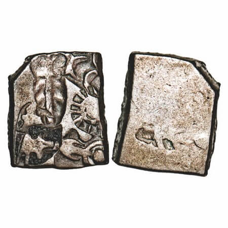 Mauryan Empire, Punch Marked, (c. 4-3 Cen BC), Silver Karshapana, 3.43g, 12.88x10.84 mm, O