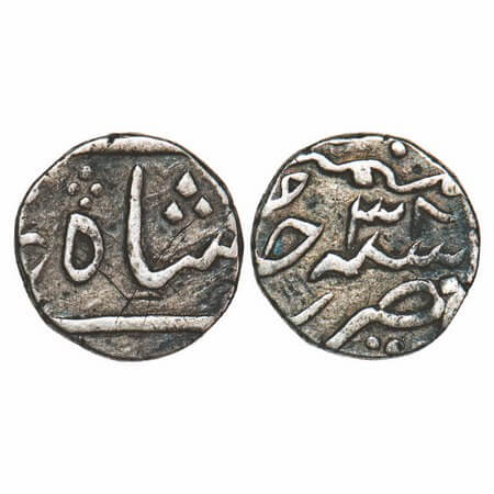 Shah Alam II, Silver ½ Rupee, 5.67g, Surat Mint, 38 RY. KM 723 unlisted date, Very Fine, V