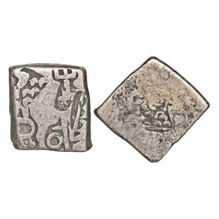 Mauryan Empire, Punch Marked, (c. 4-3 Cen BC), Silver Karshapana, 3.26g, 13.13x12.25mm, Ob
