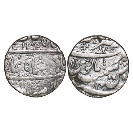 Maratha Confederacy, Silver Rupee, 10.83g, Dar ul Khair Ajmer Mint, INO Shah Alam II, AH 1
