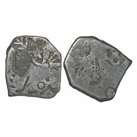 Mauryan Empire, Punch Marked, (c. 4-3 Cen BC), Silver Karshapana, 3.36g, 15.00x13.44mm, Ob