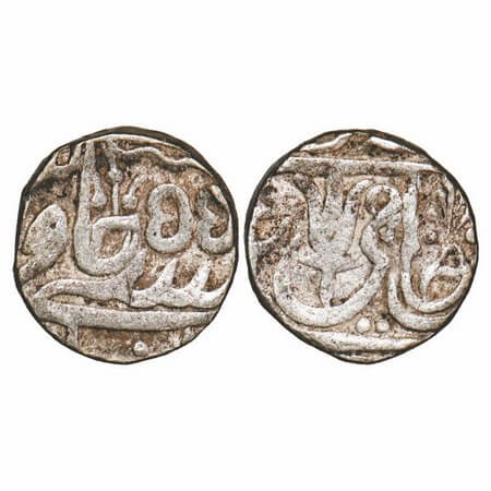 Maratha Confederacy, Silver Rupee, 10.71g, Jalaun Mint, INO Shah Alam II but 55 RY. M&W T4