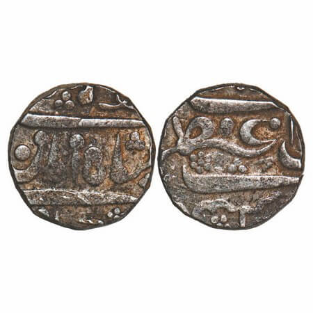 Maratha Confederacy, Silver Rupee, 11.28g, Azamnagar Gokak Mint, RY 7 (Crude Style of Froz